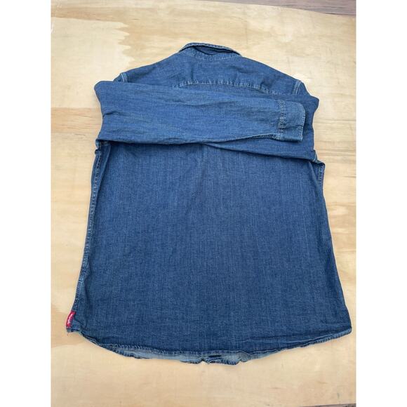 Wrangler Denim Shirt Men XL Blue Jean Pearl Snap Workwear Ranch Rodeo Adult XL - Picture 7 of 8
